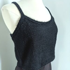 Nwt Kit + Sky Juniors Black Fuzzy Camisole Sweater Top XL